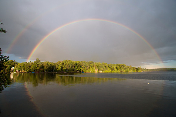 This was an exceptionally good rainbow.  I used a polariser to bring out more colours.