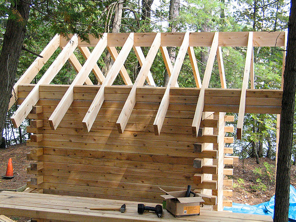 Filling in-between the rafters with cut 4X4's