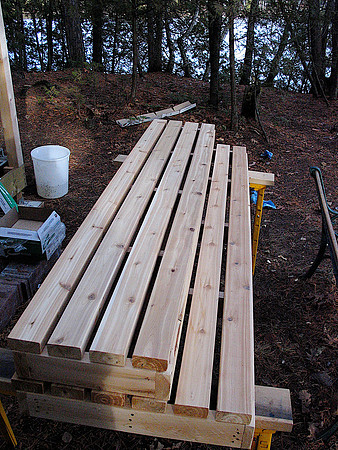 Cedar benches built and ready...