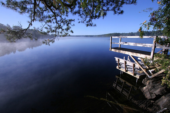 Sauna dive-in dock, in morning.