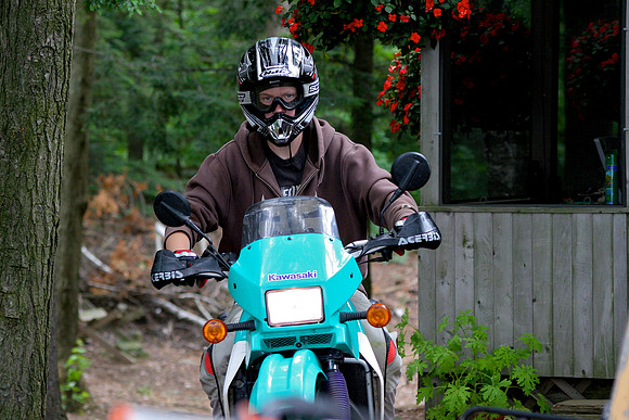 Ewan on my KLR 650.
